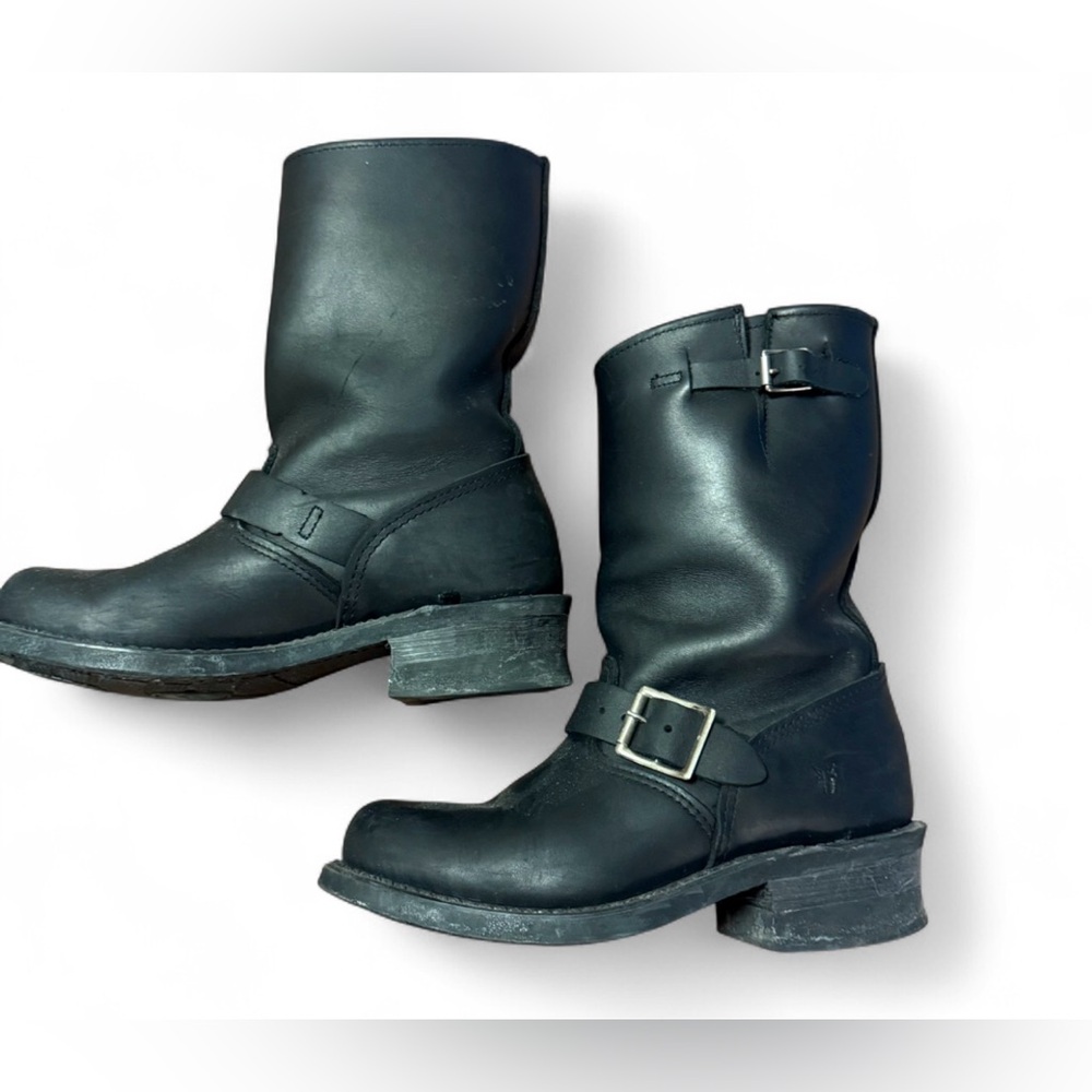SOLD Frye Engineer 12R Greasy Black Leather Biker Boot Size 6